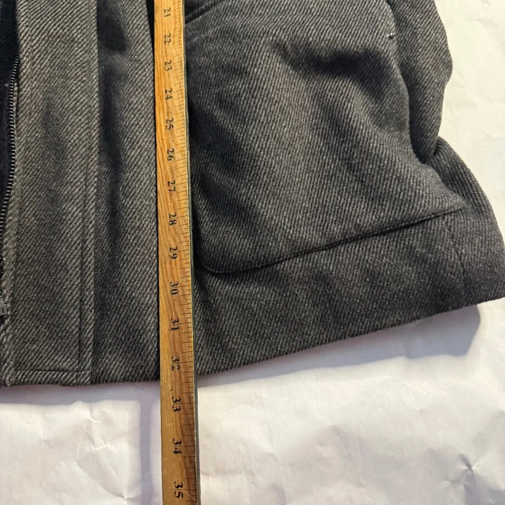 Calvin‎ Klein Mens Charcoal Gray Ribbed Wool Zip Quilted Barn Chore Coat XL